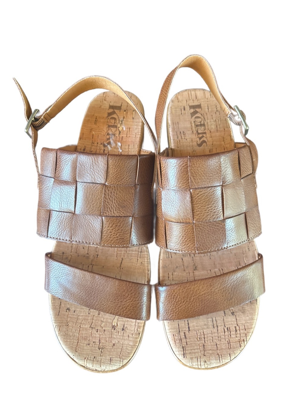 Kork-Ease Women's Brown Woven Leather Slingback Sandals Size 9 Never Worn